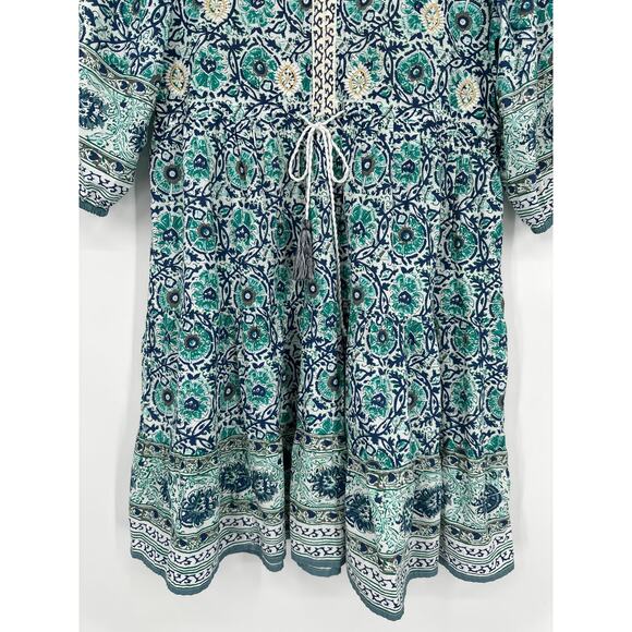 Soft Surroundings Nerissa Mini Dress Floral Midi Printed 3/4 Sleeve Fit & Flare - Picture 7 of 15
